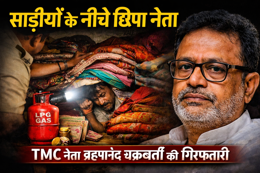 साड़ियों में छिपा था TMC नेता ब्रह्मानंद चक्रवर्ती, पुलिस ने दबोचा साड़ियों में छिपा था TMC नेता ब्रह्मानंद चक्रवर्ती, पुलिस ने दबोचा - Samachar Mirchi